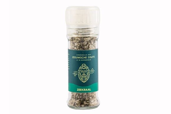 Sea salt with samphire in salt mill main product photo