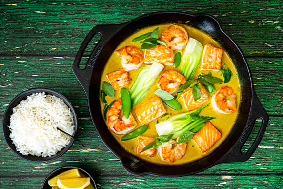Thai Fish Stew with Salmon and Shrimp